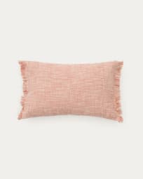 Mirea terracotta cotton jacquard cushion cover with fringing 40 x 60cm