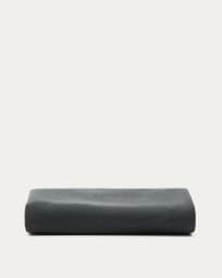 Anthracite grey linen and cotton Jaira headboard cover for a 180 cm bed