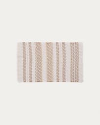 Tappeto Milda 100% cotone con frange bianche e beige 50 x 70 cm