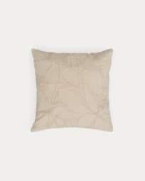 Fodera cuscino Zira in cotone dettaglio fiore beige 45 x 45 cm
