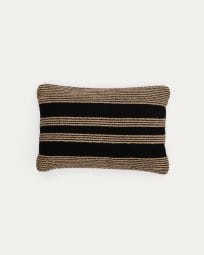 Aylin black jute-embroidered cotton cushion cover 40 x 60 cm