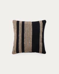 Kissenhülle Aylin aus Baumwolle mit Jutestickerei in Schwarz 50 x 50 cm