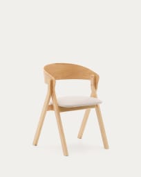 Godia chair made of ash veneer and solid rubber wood with a natural finish and beige chenille