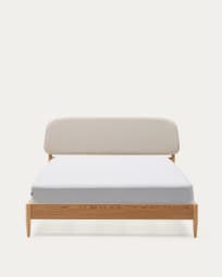 Octavia bed in ash plywood and white upholstered headboard   180 x 200 cm