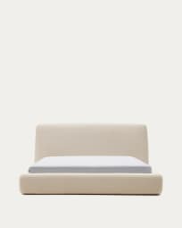 Martina bed with ecru bouclé removable cover for 180 x 200 cm mattress FSC Mix Credit