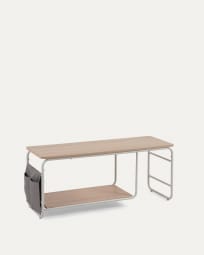 Yamina melamine TV stand with steel in a white finish, 110 x 46 cm
