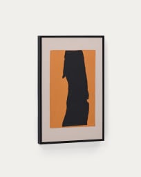 Zernu abstract handgeschilderd oranje en zwart schilderij op linnen 42x65 cm