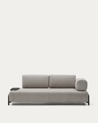 3-zitsbank Compo beige-grijs met klein dienblad 232 cm