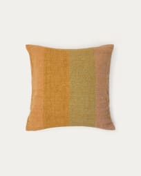 Housse de coussin Taris en lin à rayures moutarde 50 x 50 cm