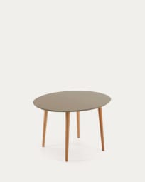 Tavolo ovale allungabile MDF laccato marrone Oqui gambe massello di faggio 120(200) x 90cm