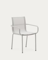 Silla de exterior apilable Galdana de aluminio con acabado pintado gris claro