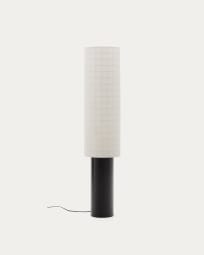 Dulan black metal floor lamp with cotton shade and UK adaptor