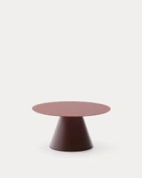 Table basse Wilshire en verre trempé dépoli et acier finition terracotta mat Ø80 cm
