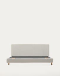 Pearl chenille Valma bed with removable cover and solid beech wood legs for a 180 x 200 cm mattress