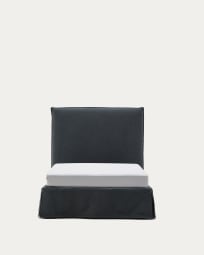 Cama desenfundable Jaira de lino y algodón gris antracita para colchón de 90x200cm FSC Mix Credit