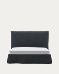 Cama desenfundable Jaira de lino y algodón gris antracita para colchón de 150x190cm FSC Mix Credit