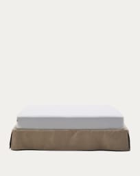 Jaira linen and cotton base with removable cover in taupe for a 180 x 200 cm mattress