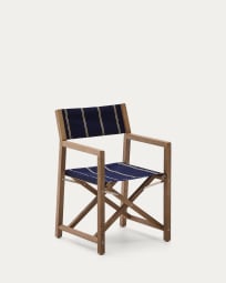 Πτυσσόμενη καρέκλα outdoor Vilara μπλε και μπεζ ριγέ από 100% μασίφ ξύλο ακακίας FSC