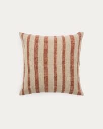Housse de coussin Naila en fibres acryliques rayures contrastées terracotta 50 x 50 cm