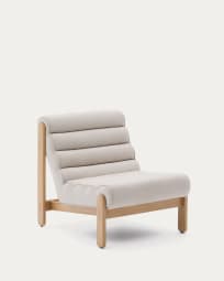 Sessel Magira in Beige aus massivem Eichenholz mit Finish in natürlichem Farbton
