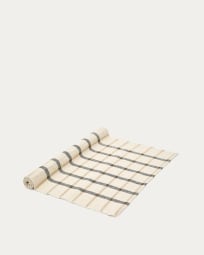 Gridal beige and black striped jute table runner 150 x 50cm
