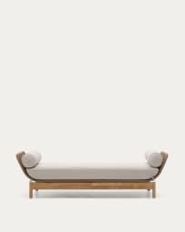 Catalina sun lounger, in beige cord and solid FSC 100% acacia wood