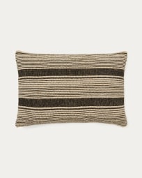 Uciel beige and black jute-embroidered cotton cushion cover 40 x 60 cm