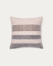 Cushion cover Lunet 100% PET with beige and blue stripes 45 x 45 cm