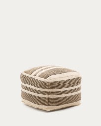 Aylin beige jute-embroidered cotton pouf 60 x 60 cm