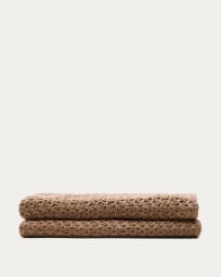 Dome beige thick jacquard cotton and viscose blanket 130 x 170cm