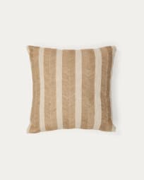 Funda de coixí Zailo de 100% cotó amb brodat de jute beix 45x45 cm