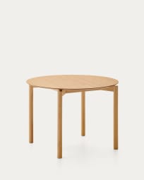 Indara round table made of ash veneer and solid rubber wood with a natural finish Ø110 cm