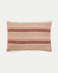 Funda de coixí Uciel de cotó i brodat de jute terracota i beige 40 x 60 cm