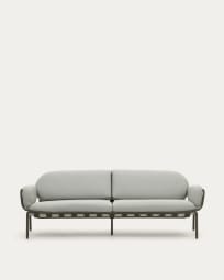 3-Sitzer-Outdoor-Sofa Joncols mit Bezug in Grau aus Aluminium mit grün lackiertem Finish 225 cm
