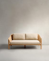 Galea 2-seater sofa in FSC 100% solid teak wood and synthetic rattan 170,5cm
