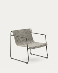Maurina armchair in green galvanised steel and ecru and grey rope cord