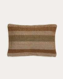 Funda de cojín Lunet 100% PET de rayas beige y verde 40 x 60 cm