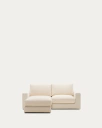 Alea ecru chenille 3-seater modular sofa with left chaise longue and removable cover 220cm