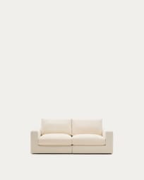 Alea ecru chenille 3-seater modular sofa with removable cover 220cm