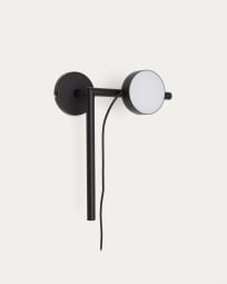 Orey black metal wall-mounted light fixture with multi-position spotlight