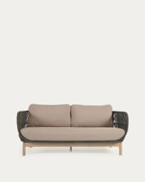 Catalina 3 seater sofa made with green cord and solid acacia wood, 170 cm FSC 100%