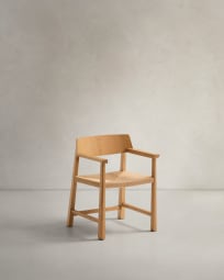 Sedia Idun in legno massiccio di rovere con finitura FSC Mix Credit in tonalità naturale e seduta in corda