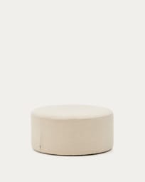 Kaeli footrest with removable cover in ecru bouclé Ø 90 cm