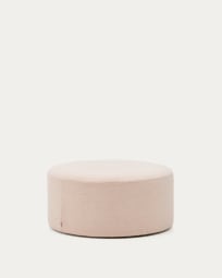 Kaeli footrest with removable cover in pink bouclé Ø 90 cm