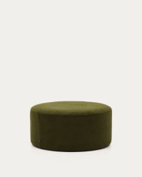 Kaeli footrest with removable cover in green bouclé Ø 90 cm