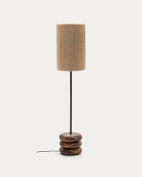 Lampadaire Kor en bois d’acacia finition foncée et jute