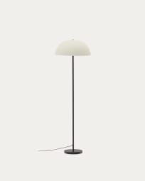Lampa podłogowa Nibla z czarnego metalu i z abażurem z efektem białej glinki