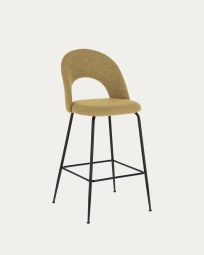 Taboret Mahalia musztardowy i stal z czarnym wykończeniem wysokość 63 cm FSC 100%