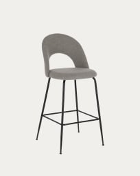 Taboret Mahalia jasnoszary i stal z czarnym wykończeniem wysokość 63 cm FSC 100%