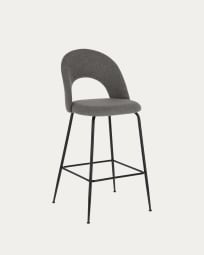 Taboret Mahalia ciemnoszary i stal z czarnym wykończeniem wysokość 63 cm FSC 100%